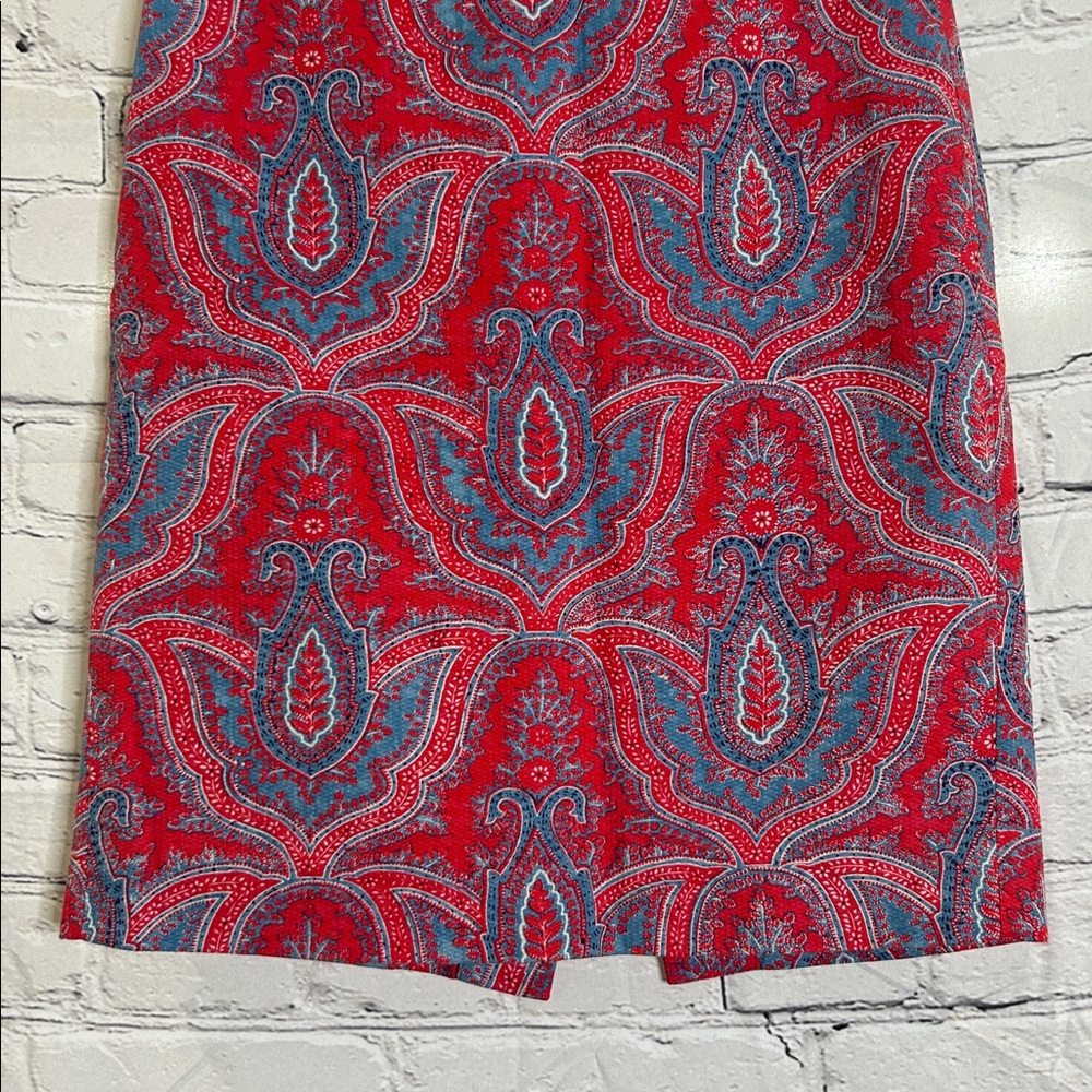 J. Crew Red Blue Paisley No. 2 Pencil Skirt Size 2 Excellent Condition - Picture 5 of 10